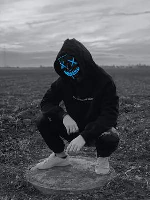 Black And White Neon Mask Hacker 3d Wallpaper