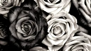 Black And White Rose Bouquet Wallpaper