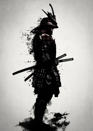 Black And White Samurai Wielding A Katana Wallpaper