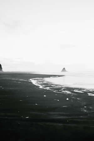 Black And White Serene Beach Scenery Wallpaper