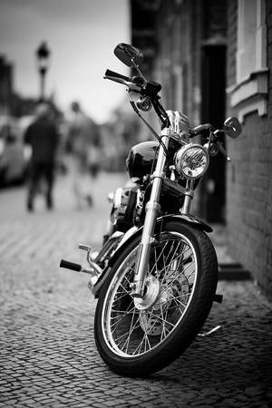 Black And White Shot Chopper Motorcycle Wallpaper