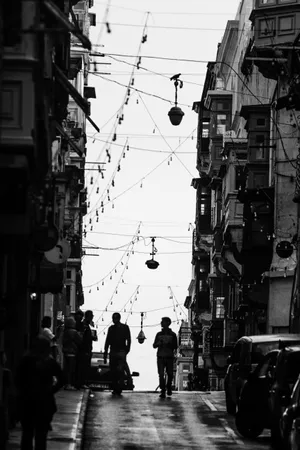 Black And White Street Malta Wallpaper