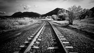 Black And White Train Railroad Wallpaper