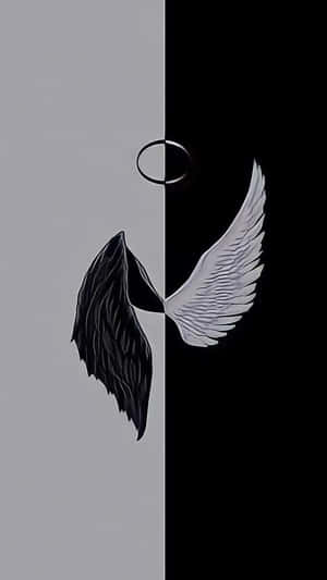 Black_and_ White_ Wings_with_ Circle_ Art Wallpaper