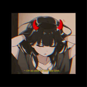 Black Anime Pfp Girl With Red Horns Wallpaper