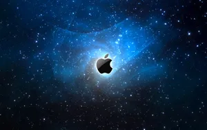 Black Apple Logo Against A Blue Galaxy Wallpaper