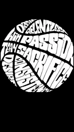 Black Basketball Doodle Typography Wallpaper