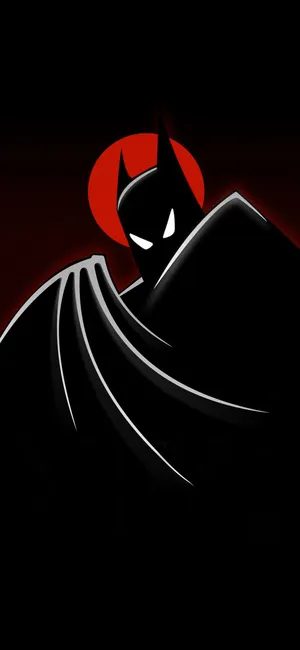 Black Batman Art Red Moon Animated Mobile Wallpaper