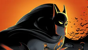 Black Batman Orange Sky Animated Desktop Wallpaper