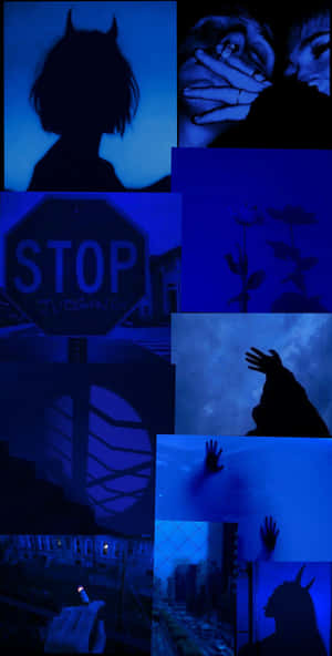 Black Blue Aesthetic Collage Wallpaper