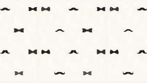 Black Bow And Mustache Pattern Wallpaper