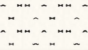 Black Bow And Mustache Pattern Wallpaper