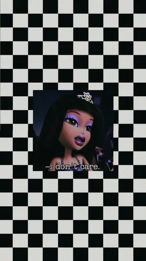 Black Bratz Aesthetic Checkered Pattern Wallpaper