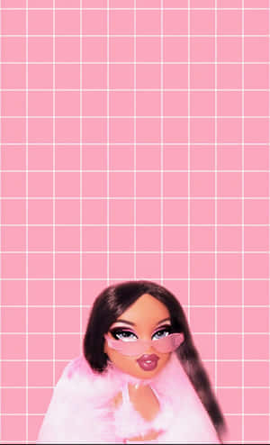 Black Bratz Aesthetic Pastel Pink Grid Wallpaper