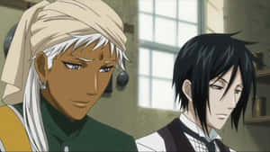 Black Butler Agniand Sebastian Conversation Wallpaper