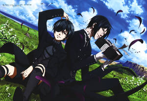 Black Butler Ciel And Sebastian Green Field Wallpaper