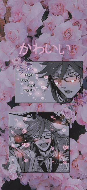 Black Butler Pink Aesthetic Floral Grell Wallpaper