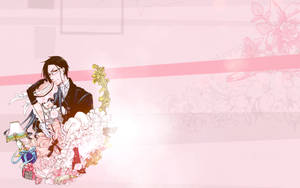 Black Butler Sebastian And Ciel Pink Art Wallpaper