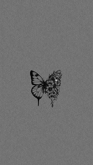 Black Butterfly With Flowers On Wings Wallpaper