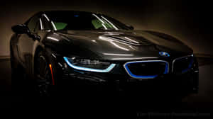 Black Car 4k Bmw Blue Headlights Wallpaper