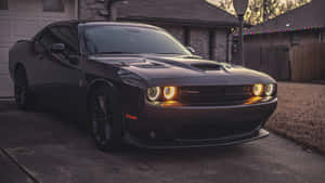 Black Car 4k Dodge Challenger Parked House Wallpaper