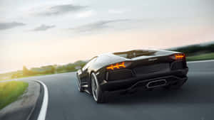 Black Car 4k Lamborghini Aventador Driving Road Wallpaper