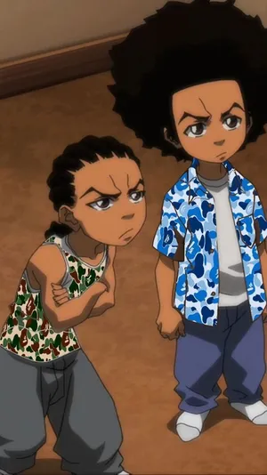 Black Cartoon Characters Riley And Huey Freeman Wallpaper