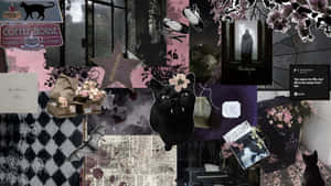 Black Cat Junk Collage Wallpaper