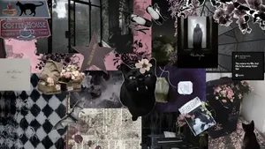 Black Cat Junk Collage Wallpaper