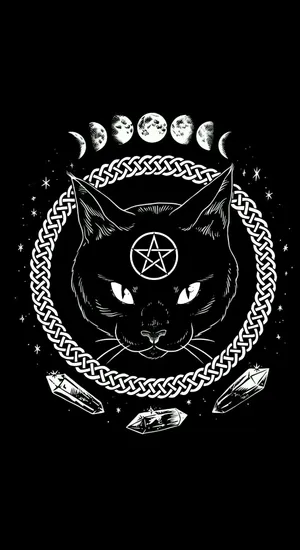 Black Cat Tarot Symbolism Wallpaper