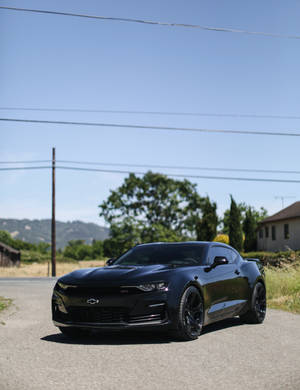 Black Chevrolet Camaro Country Road Wallpaper