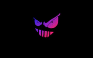 Black Cool Pokemon Gengar Face Outline Wallpaper