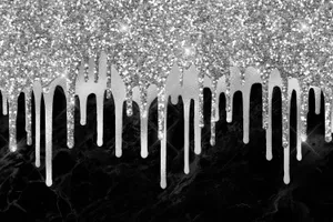 Black Drippy Silver Glitter Wallpaper