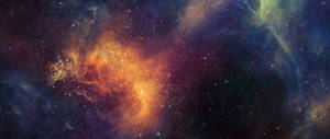 Black Galaxy Glowing Orange Nebula Wallpaper