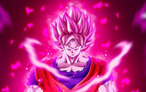 Black Goku Rose 4k Glowing Bright Pink Wallpaper