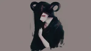 Black-haired With Horns For Girls Wallpaper