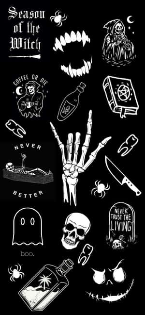 Black Halloween Icon Collection Wallpaper