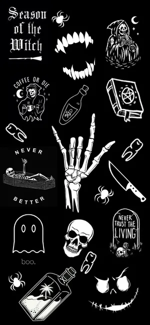 Black Halloween Icon Collection Wallpaper