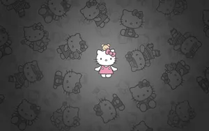 Black Hello Kitty With Tiny Chum Wallpaper