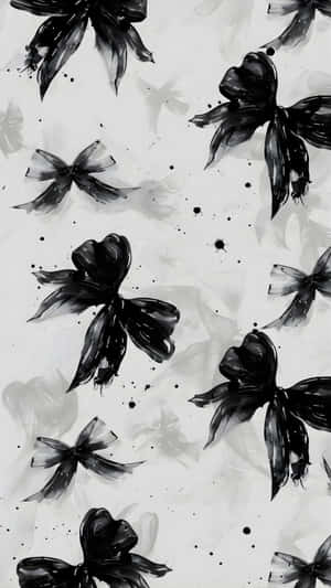Black Ink Bow Pattern Wallpaper