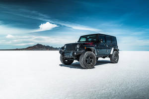 Black Jeep Snow Field Wallpaper