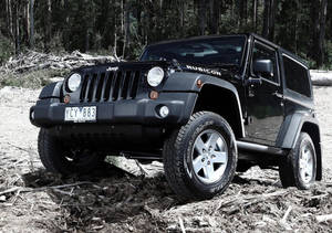 Black Jeep Wrangler In Elevated Angle Wallpaper