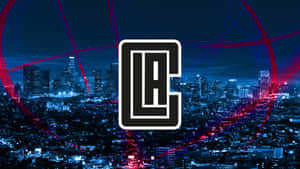 Black La Clippers Logo With Night Skyline Illustration Wallpaper