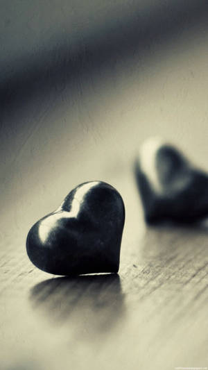 Black Love Heart Stone Wallpaper