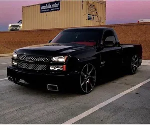 Black Lowered Pickup Truck Sunset Wallpaper