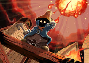 Black Mage Casting Fire Spell Wallpaper