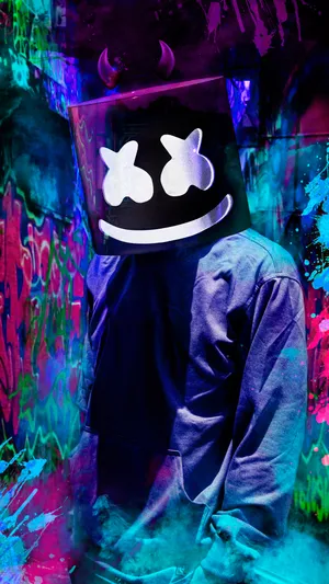 Black Marshmello Colorful Background Wallpaper