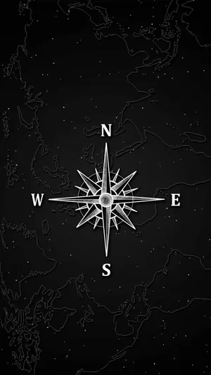 Black Minimalist Compass Rose Wallpaper