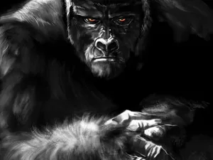 Black Monkey Digital Painting Wallpaper