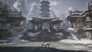 Black Myth Wukong Ancient Temple Scene Wallpaper